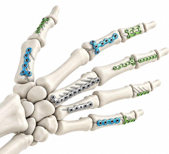 Ilustración de material de osteosíntesis